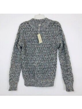 Universal Thread Marled Grey White Cable Knit Crew Neck Sweater-Womens Sz XS-NEW